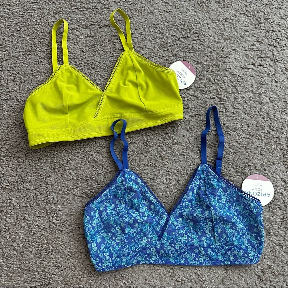 Arizona Body Bralette Mesh Acid Lime Floral Garden Blue Size S